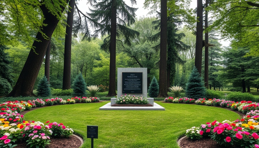 Charlie Kirk memorial garden with central plaque and flowers.