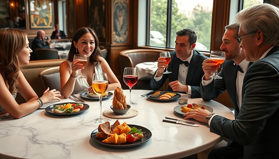 Chic table setting at Philadelphia happy hour with cocktails and food.