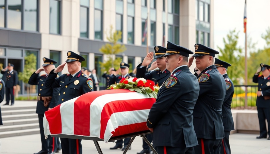 Funeral service for Pennsylvania detectives, officers saluting.
