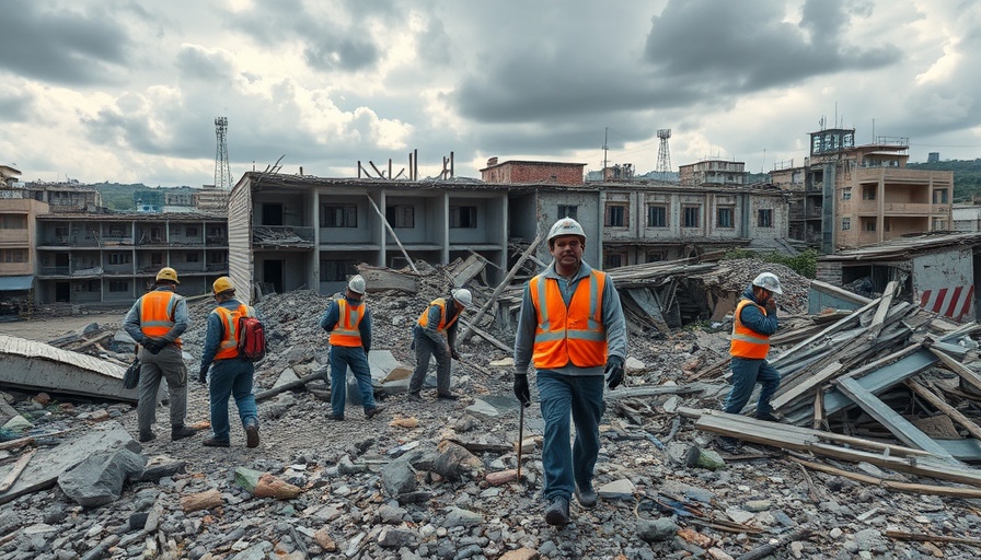 Rescue teams at collapsed school site in Indonesia.