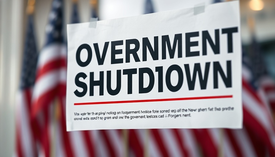 Government shutdown notice affects Washington Monument, American flags visible.