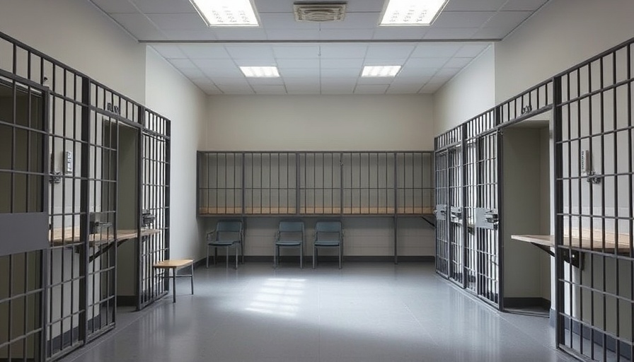 Empty jail cells with metal bars focusing on transparency in prison land sale.