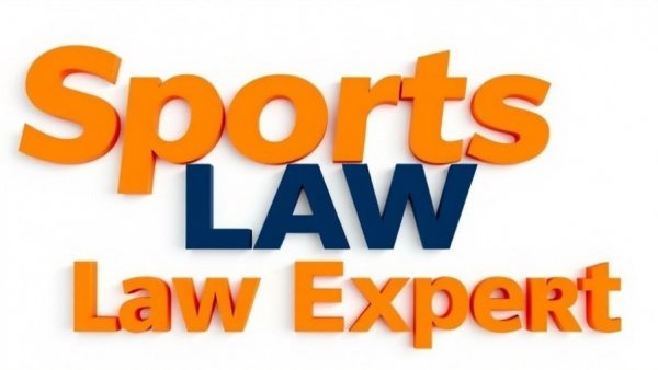 Bold text design with 'Sports Law Expert' in orange and blue.