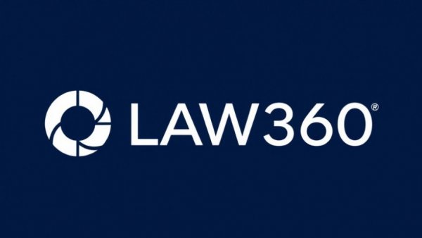 Law360 logo related to MLB Pay Control Lawsuit on dark blue background.