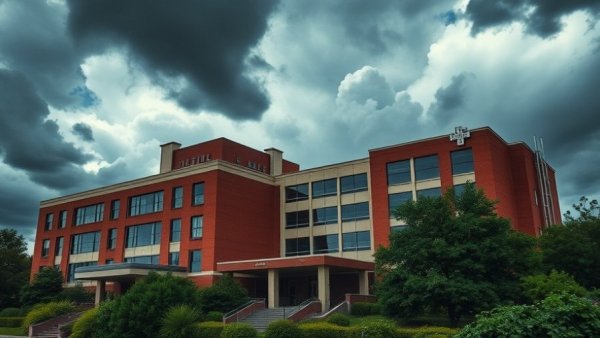 Mission Hospital expansion under dark clouds, highlighting safety concerns.