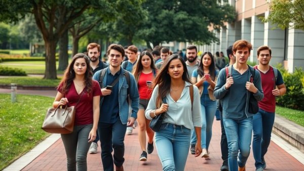 NC university students walking on campus with focus and purpose