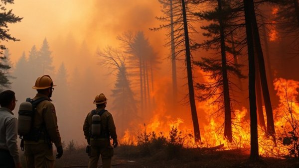 Firefighters monitor intense forest fire under Asheville open burning ban.