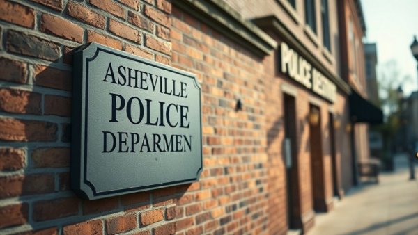 Asheville Police Department sign on brick building exterior