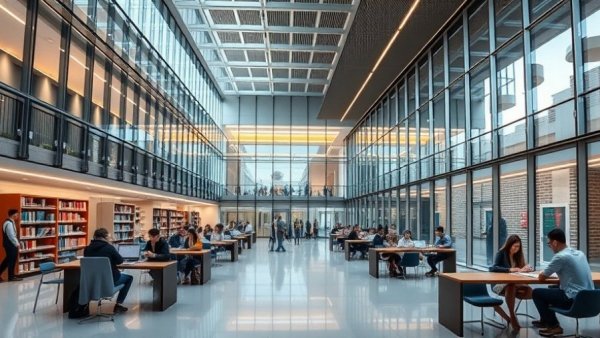 Modern university interior with students, Quicker Degree Programs North Carolina.