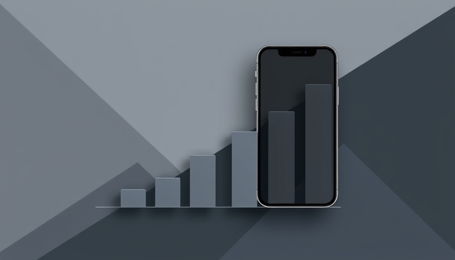 Graphic of smartphone and bars for top trending smartphones.