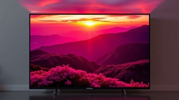 50-Inch 4K Fire TV showing colorful sunset over mountains.