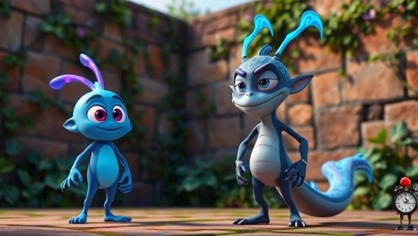 Mega Raichu X with companion in vibrant 3D style garden setting.