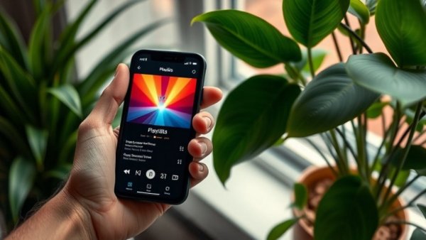 AI-generated music Deezer app on smartphone near window.