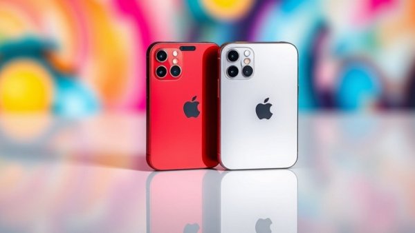 iPhone 17 vs iPhone 17 Pro displayed side by side on a reflective surface.