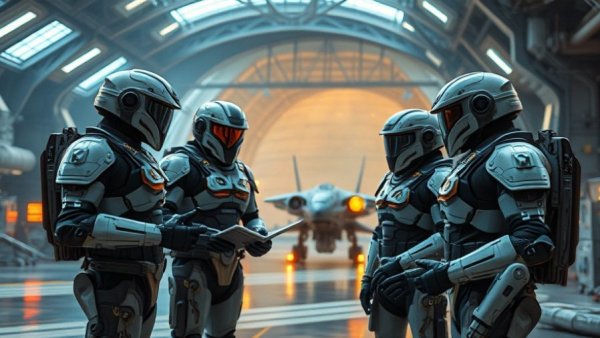 Futuristic characters strategize in a sci-fi setting, Anthem revival through private servers.