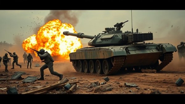 Battlefield 6 new maps: intense combat scene with tank and soldiers.