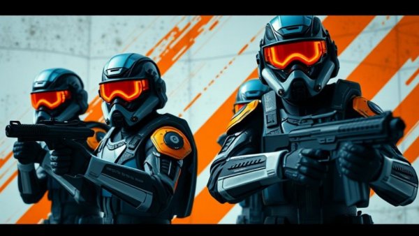 Futuristic soldiers in action pose, highlighting loot box gambling laws theme.