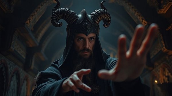 Mysterious warlock in horned helm during Diablo 4 Warlock class reveal