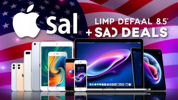 iPhone 17e new iPad Air MacBook Neo deals with USA flag backdrop.