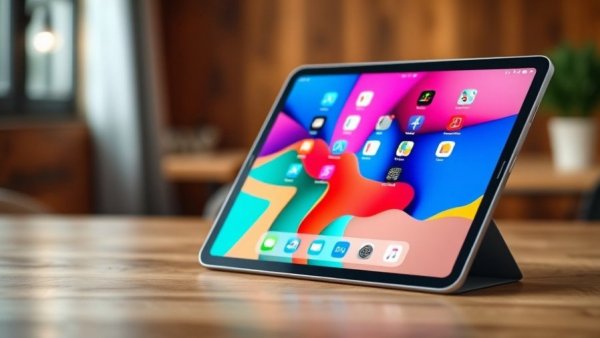 Honor MagicPad 4 displaying home screen on wooden table.