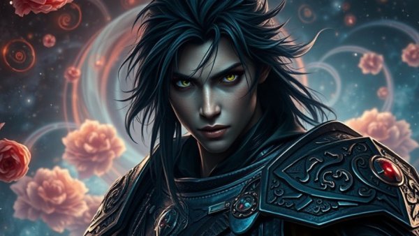 Mystical warrior in cosmic realm for Caleb's Third Myth Love and Deepspace