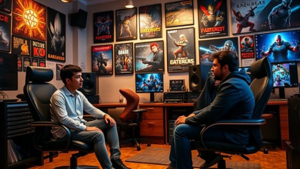 Casual interview in gaming studio with memorabilia, The Elder Scrolls 6 authenticity