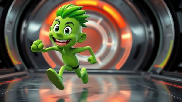 Vibrant cartoon character from Moon Child game revival running energetically.