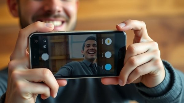 Person using smartphone with updated Galaxy Enhance-X app