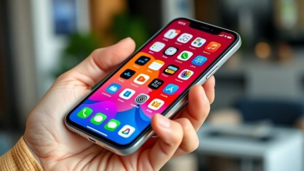 Redmi smartphone with colorful display held in hand