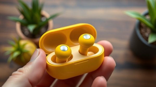 Close-up of vibrant yellow earbuds in case, best headphones for running 2026.