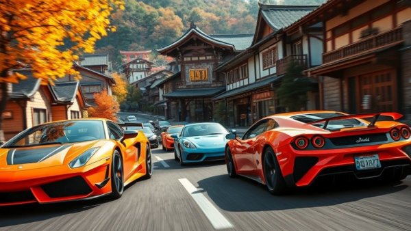 Forza Horizon 6 leak: Sports cars racing in Japanese village, motion blur.