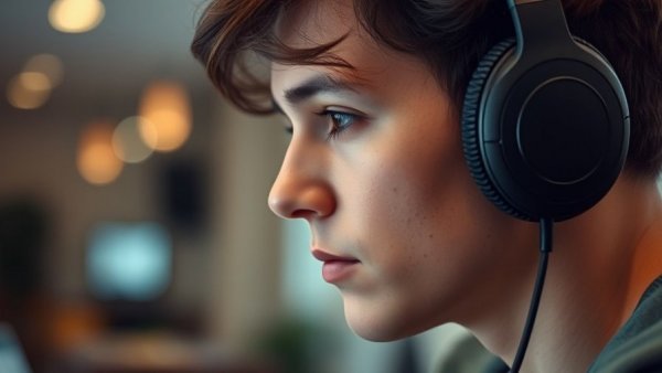 Person using Turtle Beach Stealth Pro II headphones, focused indoors.