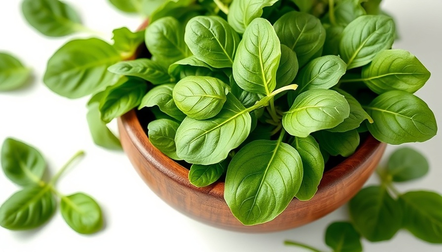 Fresh spinach leaves in a brown bowl showcasing health benefits.