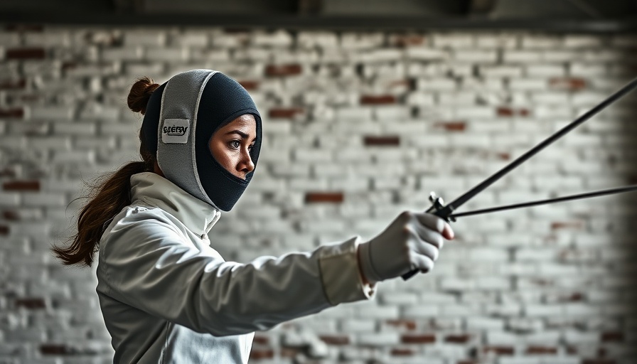 NJ Olympian Jackie Dubrovich fencing, poised with épée.