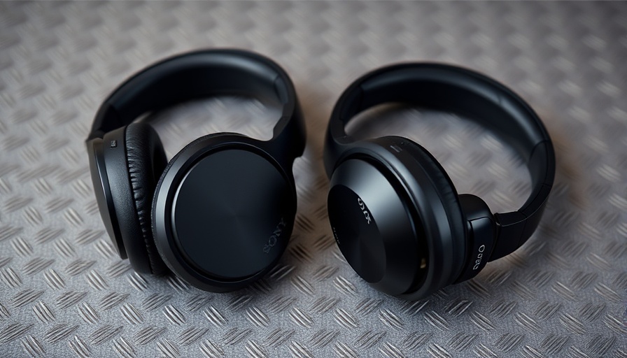 Sony WH-1000XM5 and XM4 headphones comparison on metallic surface.