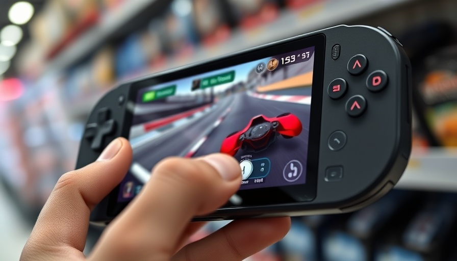 Close-up of Nintendo Switch displaying racing game at store.