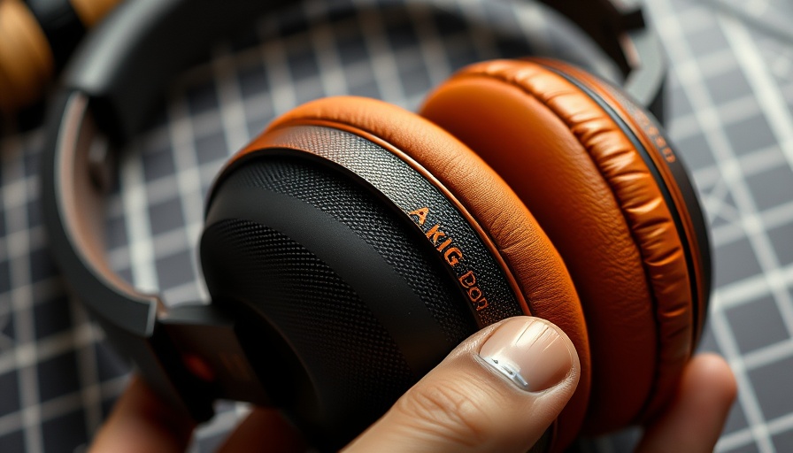 Close-up of AKG K712 PRO headphones on grid background.