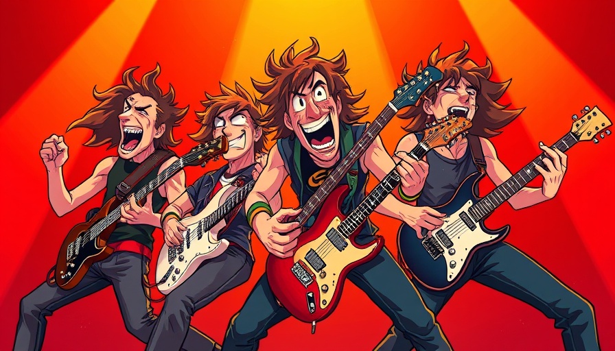 Animated musicians rocking out in RedOctane rhythm game revival scene.