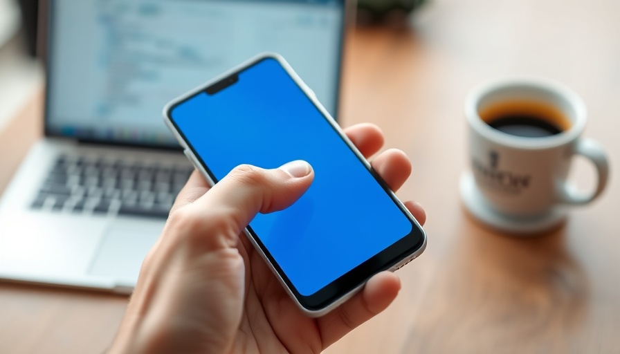 Modern smartphone with blue interface in office setting, Vivo G3 6000 mAh battery.