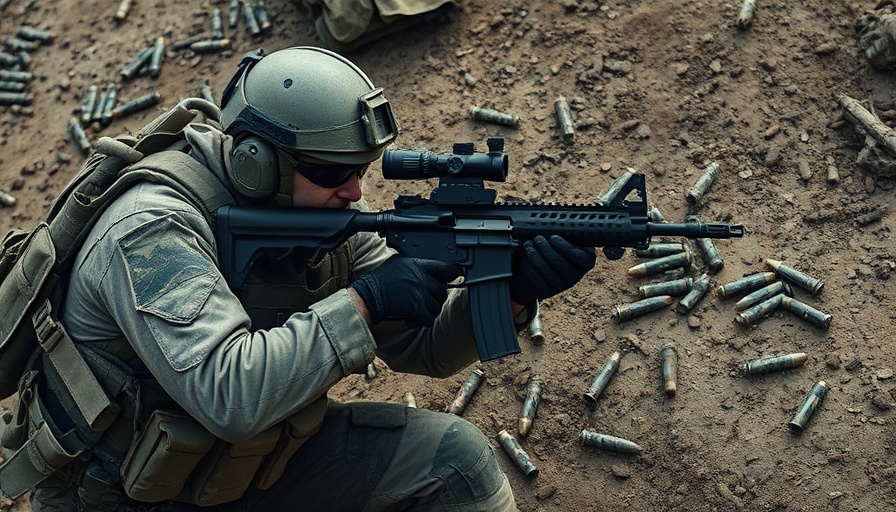 Soldier aiming rifle in battlefield 6 battle royale mode.