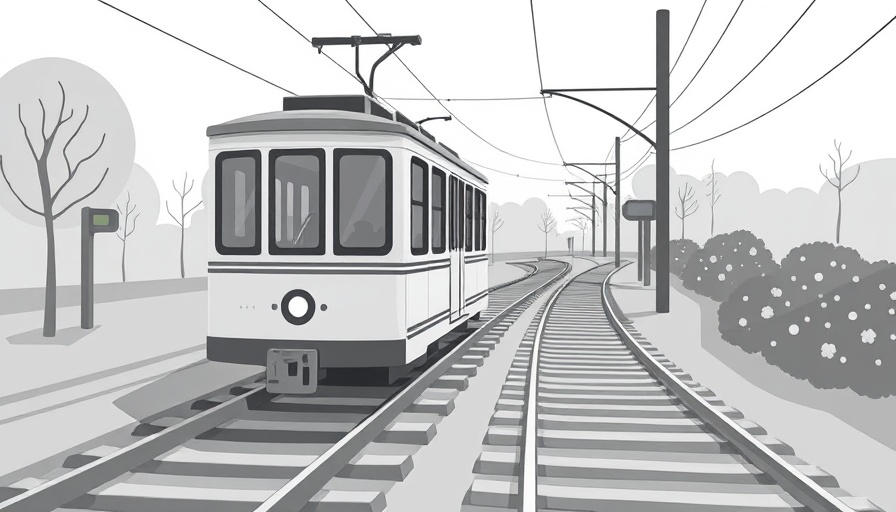 The Trolley Solution game in a monochrome minimalist style showing tracks and a station.