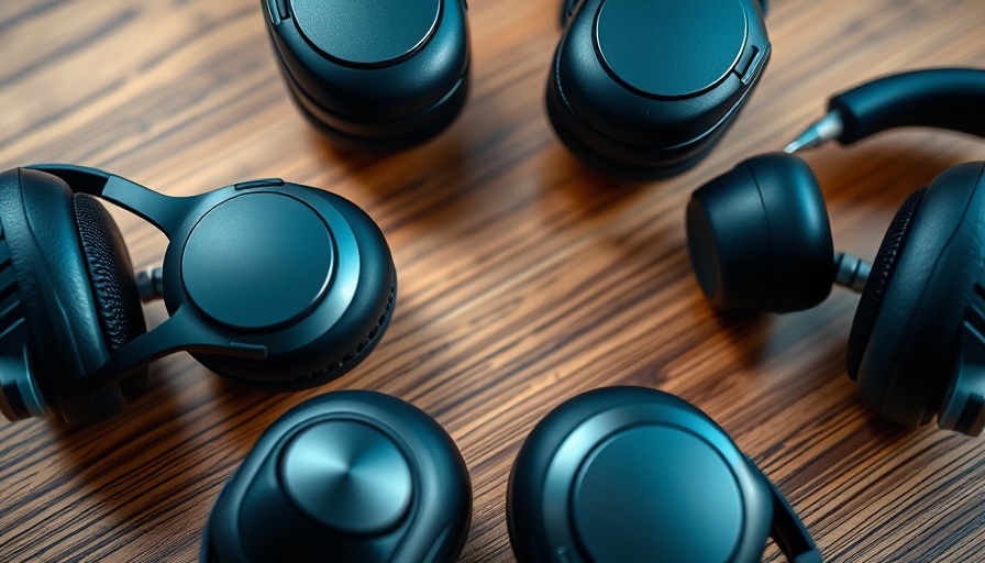 Modern headphones with impressive battery life design on wood.