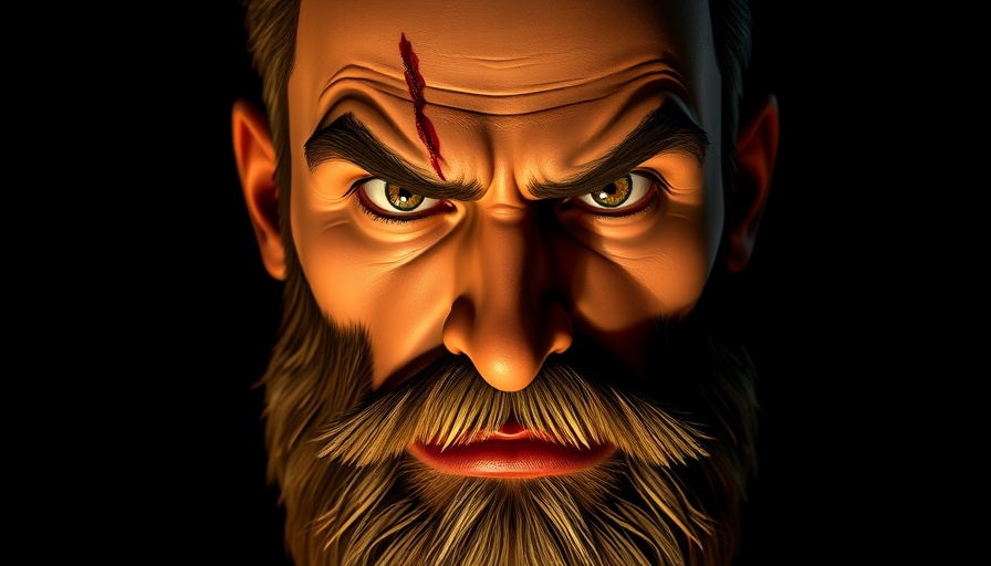 Rugged animated man with intense expression from Splinter Cell Deathwatch Trailer.