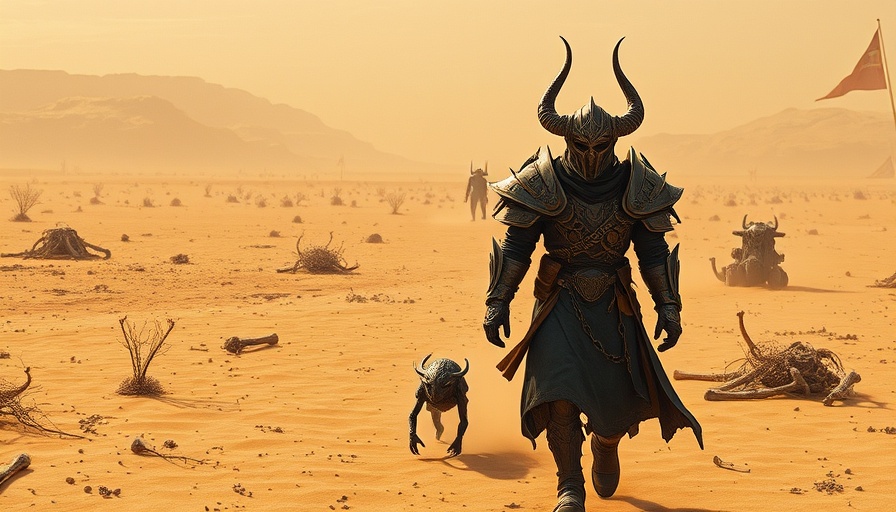 Diablo 4 StarCraft collaboration in desert landscape with alien creature.