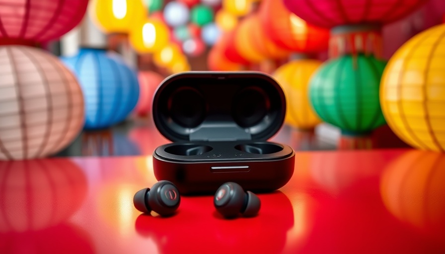 Anker Soundcore Liberty 5 Pro earbuds and case against red background, highlighting features.