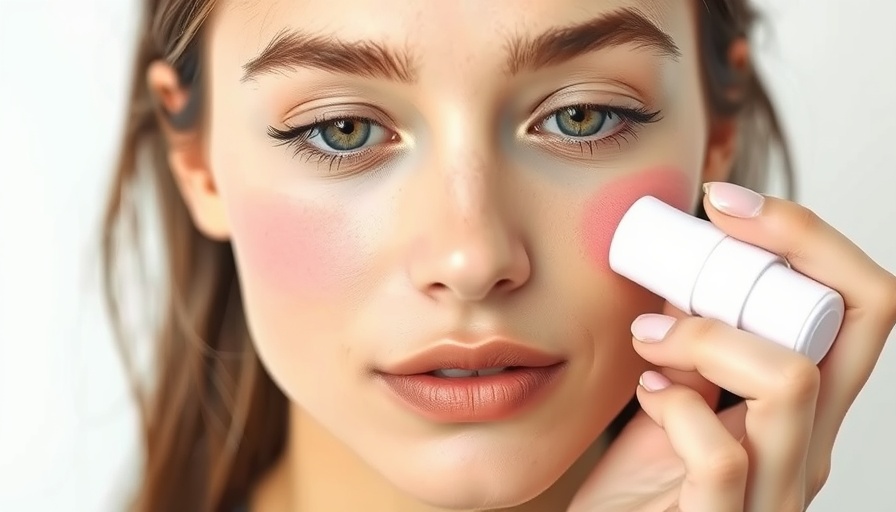 Young woman applying liquid blush, demonstrating liquid blush vs powder blush.