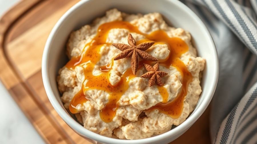 Creamy snickerdoodle oatmeal in a white bowl, top view.