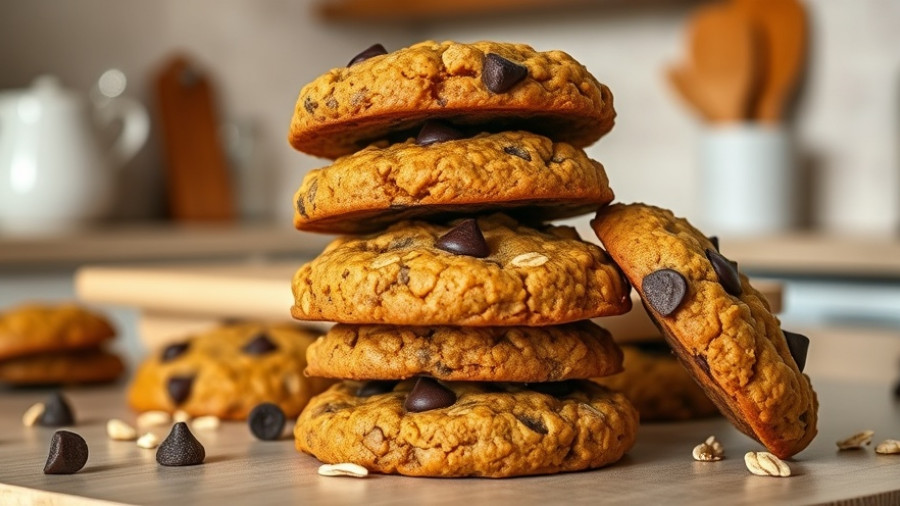 Freshly baked pumpkin oatmeal cookies on a cooling rack.