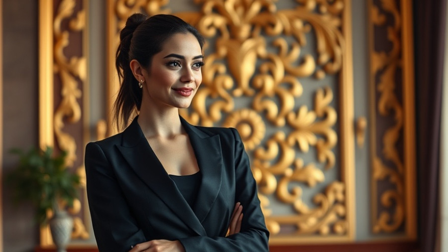 Lily Allen in black outfit with warm setting and decor.