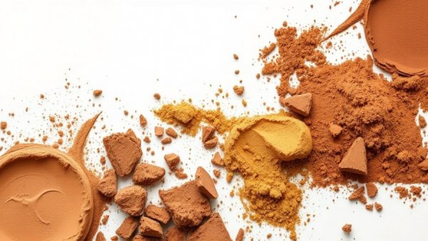 Organic mineral makeup for mature sensitive skin, warm earthy tones.